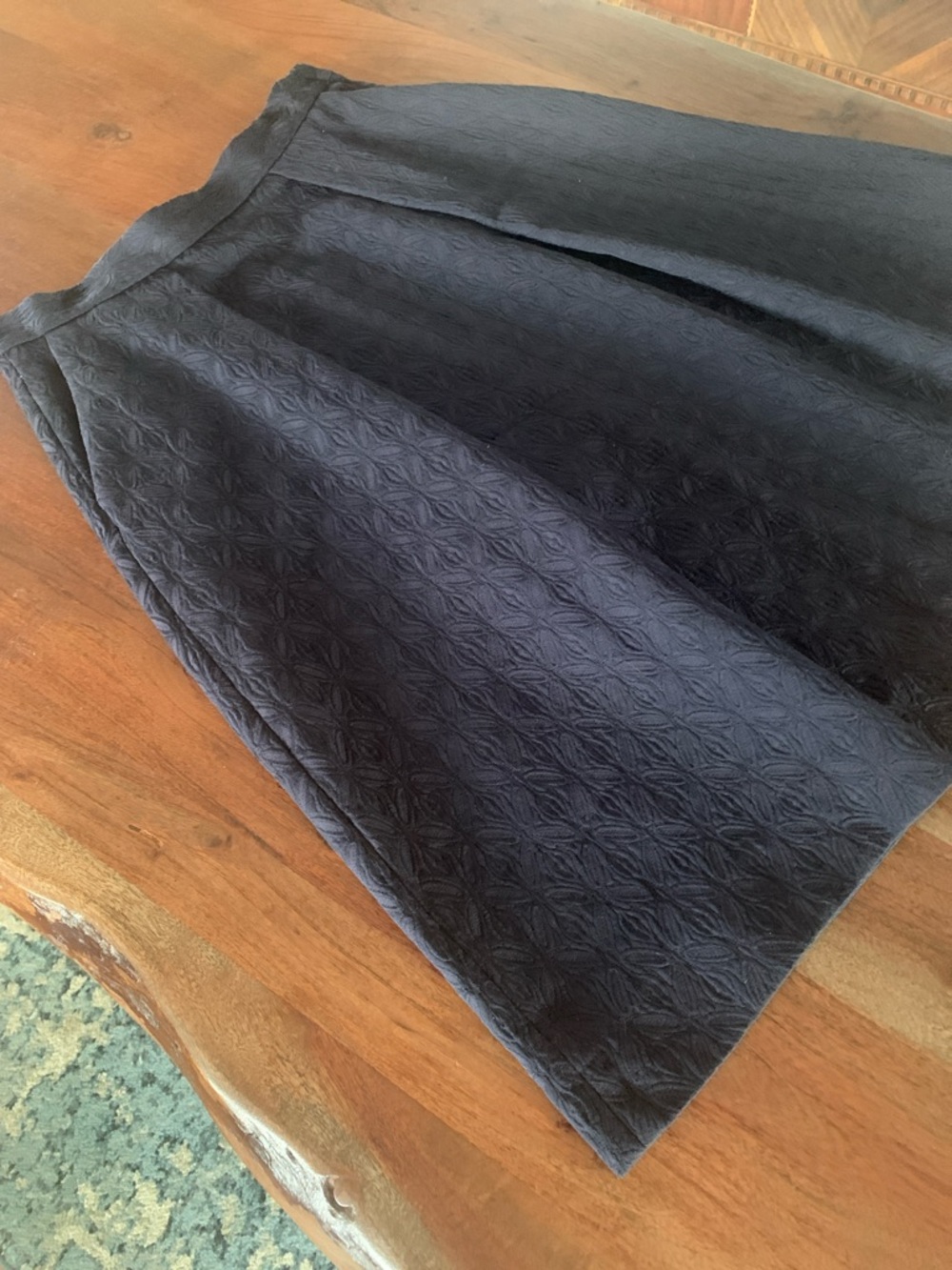 Zara Textured Navy Skirt with Pockets - Sz L